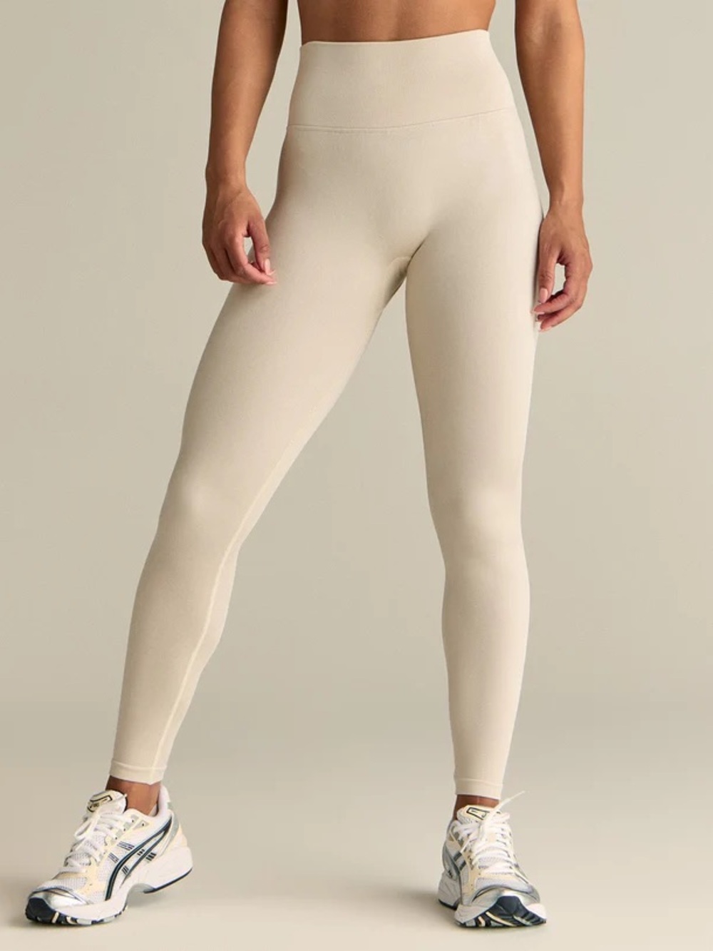High-Waist Seamless Leggings - Cream